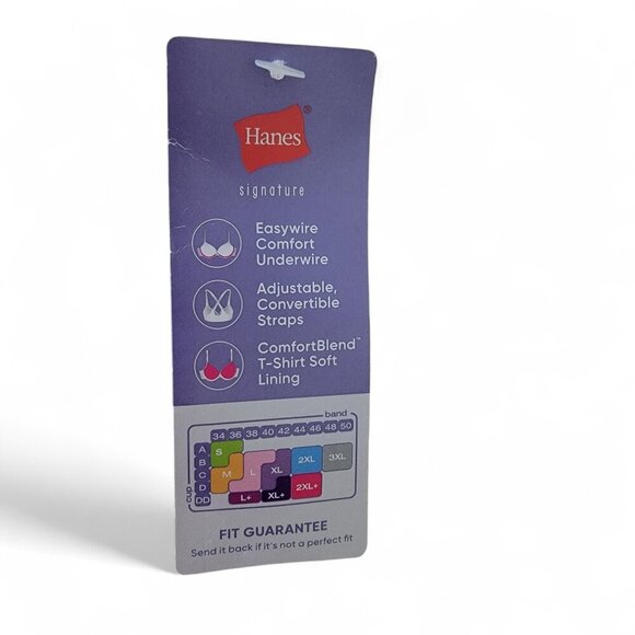 Hanes Size XL Nude Comfort Flex Wicking Underwired Convertible Bra, NEW with Tag - Picture 3 of 8